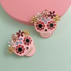Cute sugar skull Halloween earrings, Big boho